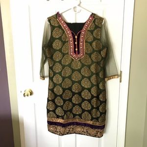 Multicolor Indian Silk with Net Dress